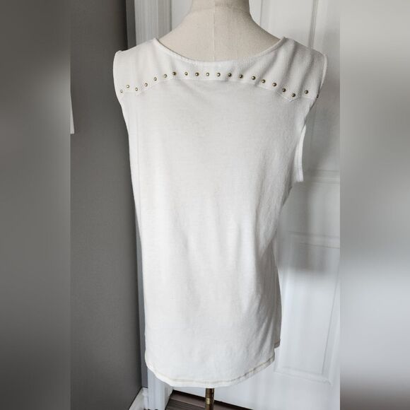 Zara white tank top with gold detail - Size Large - Picture 7 of 7